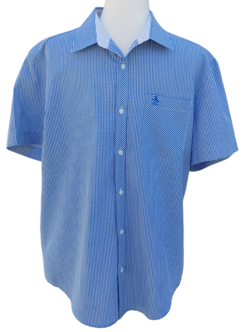 Original Penguin Heritage Slim Fit Blue Check Button-Down Men's Shirt Large